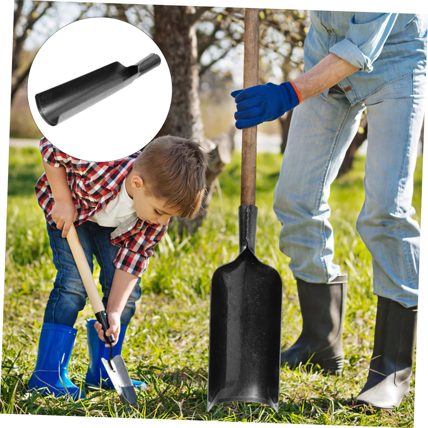 GALPADA Heavy Duty Manganese Steel Garden Shovel Thickened Shovel for Digging Tree Roots and Soil Ergonomic Long Handle Gardening Tool