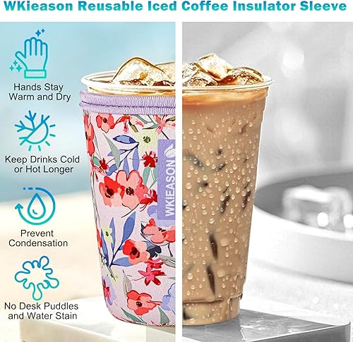 Miniatura 9 de Funda aislante reutilizable de café helado para bebidas frías y fundas de neopreno para tazas de café frío, funda más fría de 16 a 32 onzas para