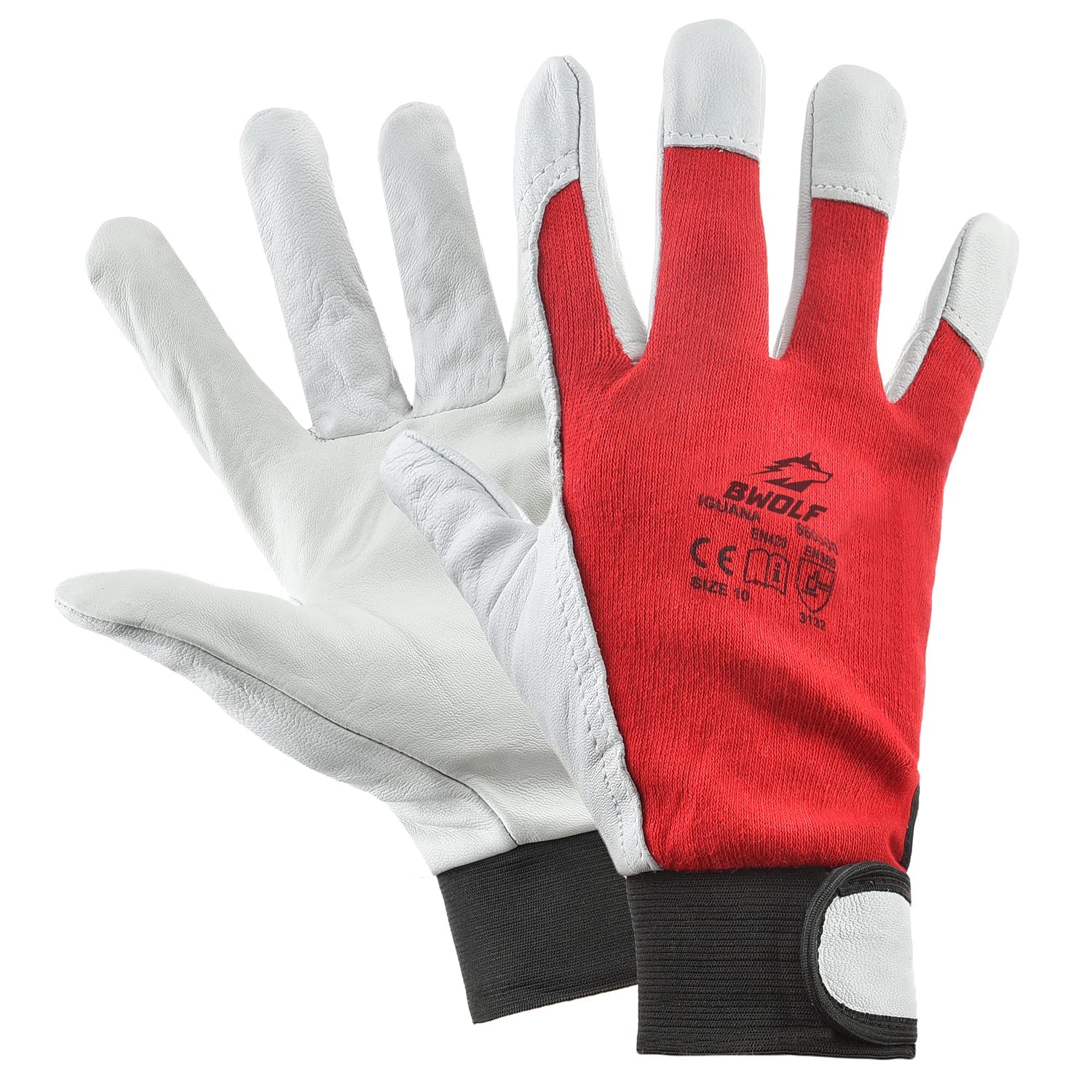 BWOLF IGUANA 12/60 Paar Arbeitshandschuhe Herren Lederhandschuhe Schutz Handschuh dornenfest, reißfest mit Klettband (120 paar, Größe 11 (120er Pack))