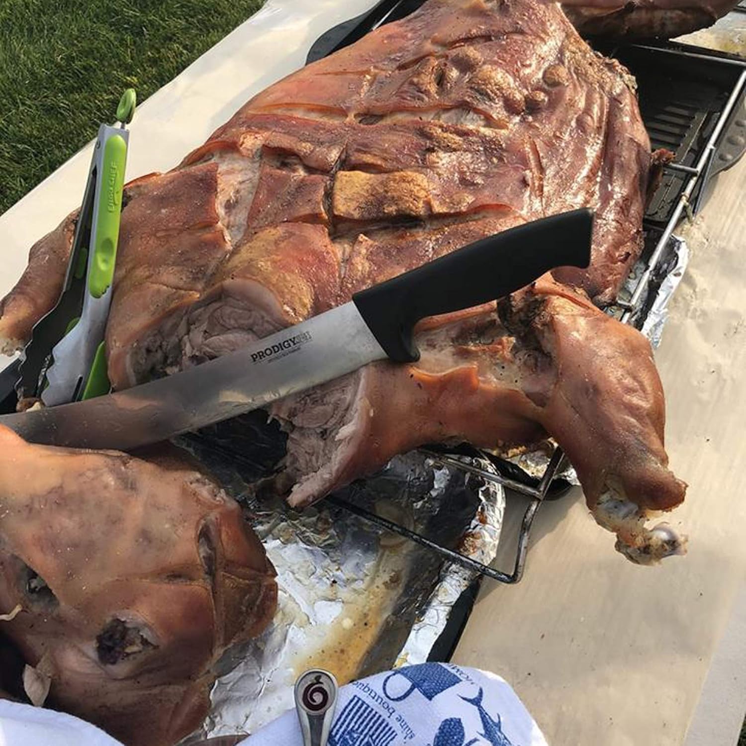 Ergo Chef Prodigy Series 12-Inch Cimeter Breaking Knife - High Carbon Stainless Steel Butcher Knife with Curved Blade, Ergonomic Non-Slip Handle, Black - Image 6