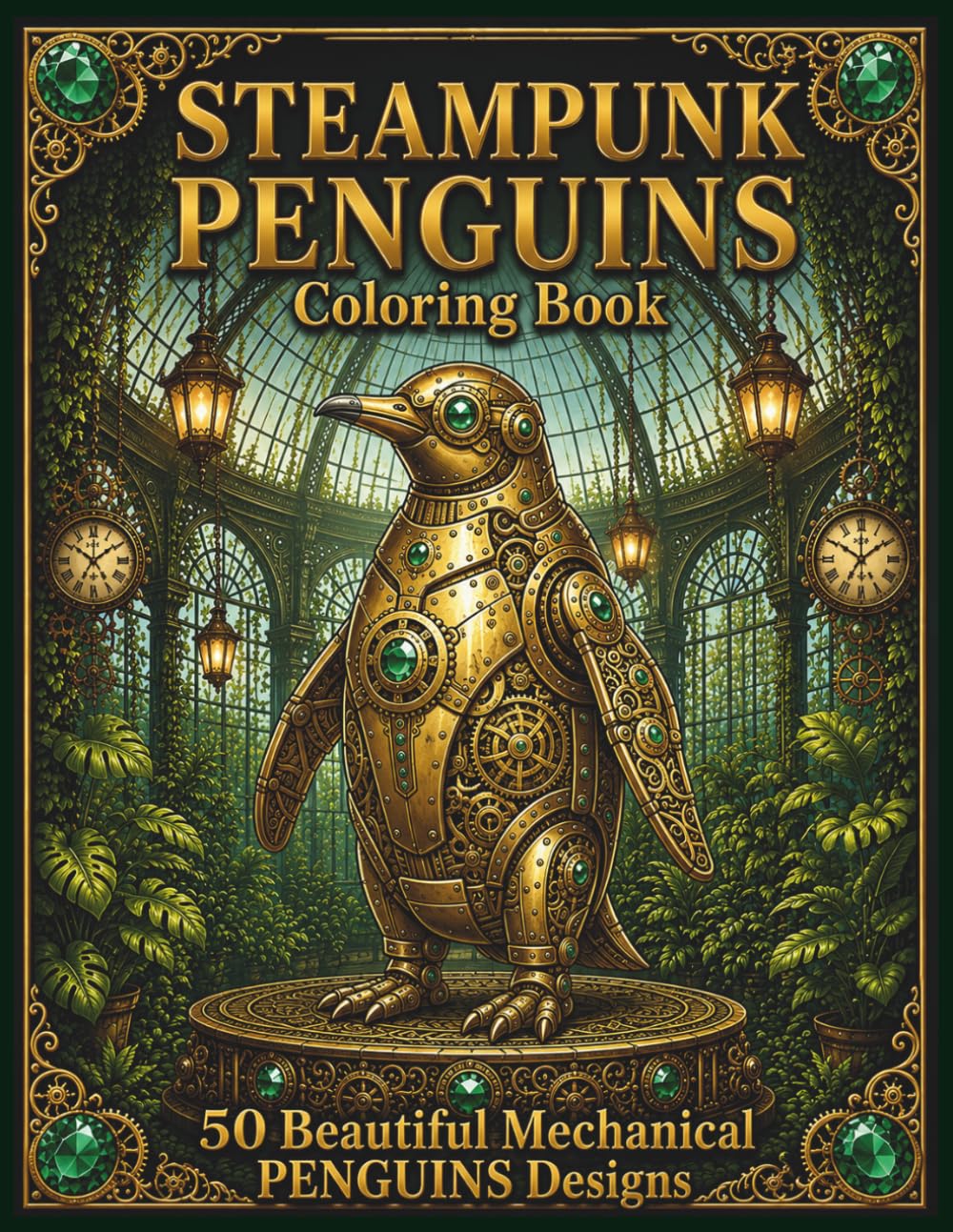 Steampunk Penguins Coloring Book: 50 Beautiful Mechanical Designs (Steampunk Coloring Book Collection)