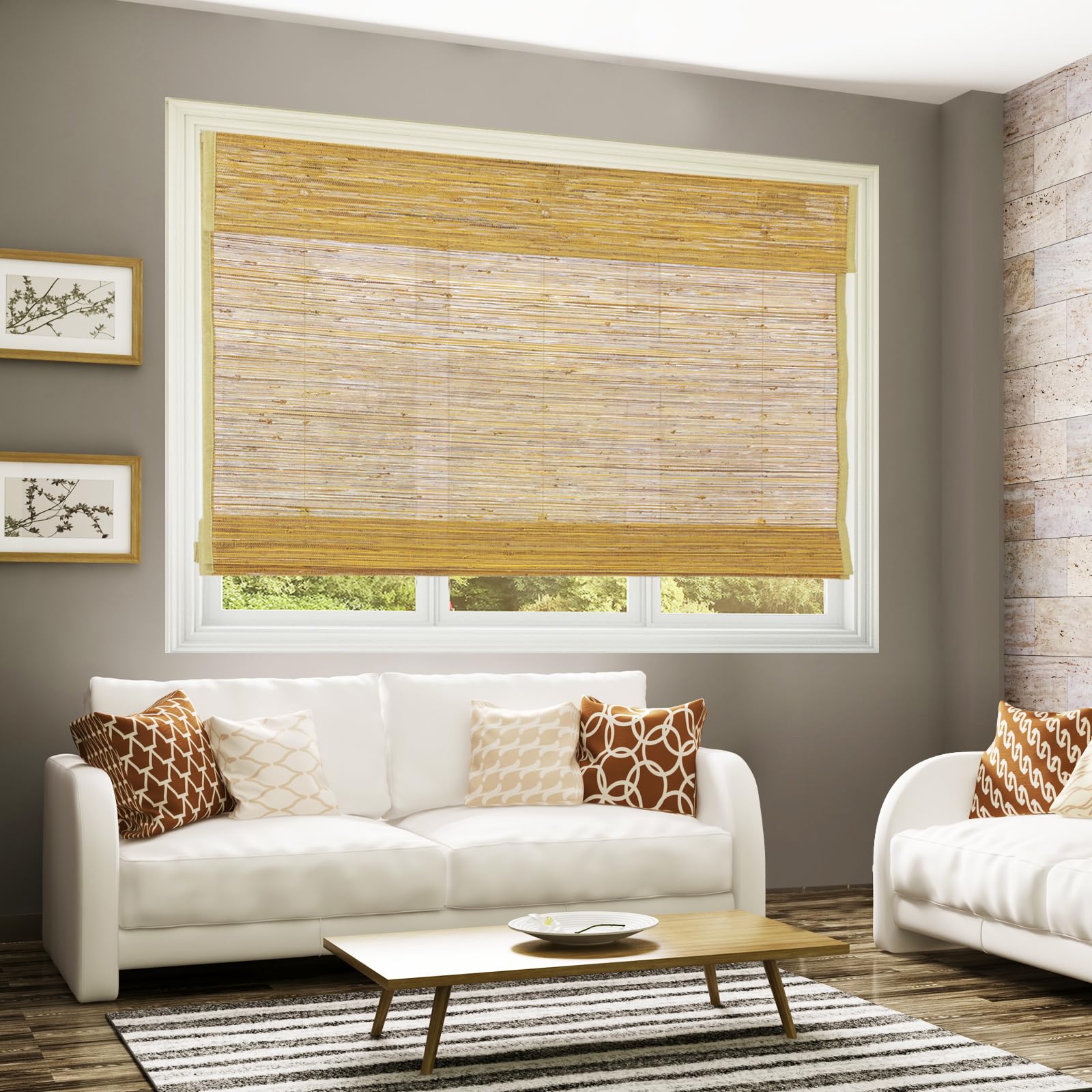 Amazon.com: CHEFRU Gold Linen Window Roman Shades, Cordless Light