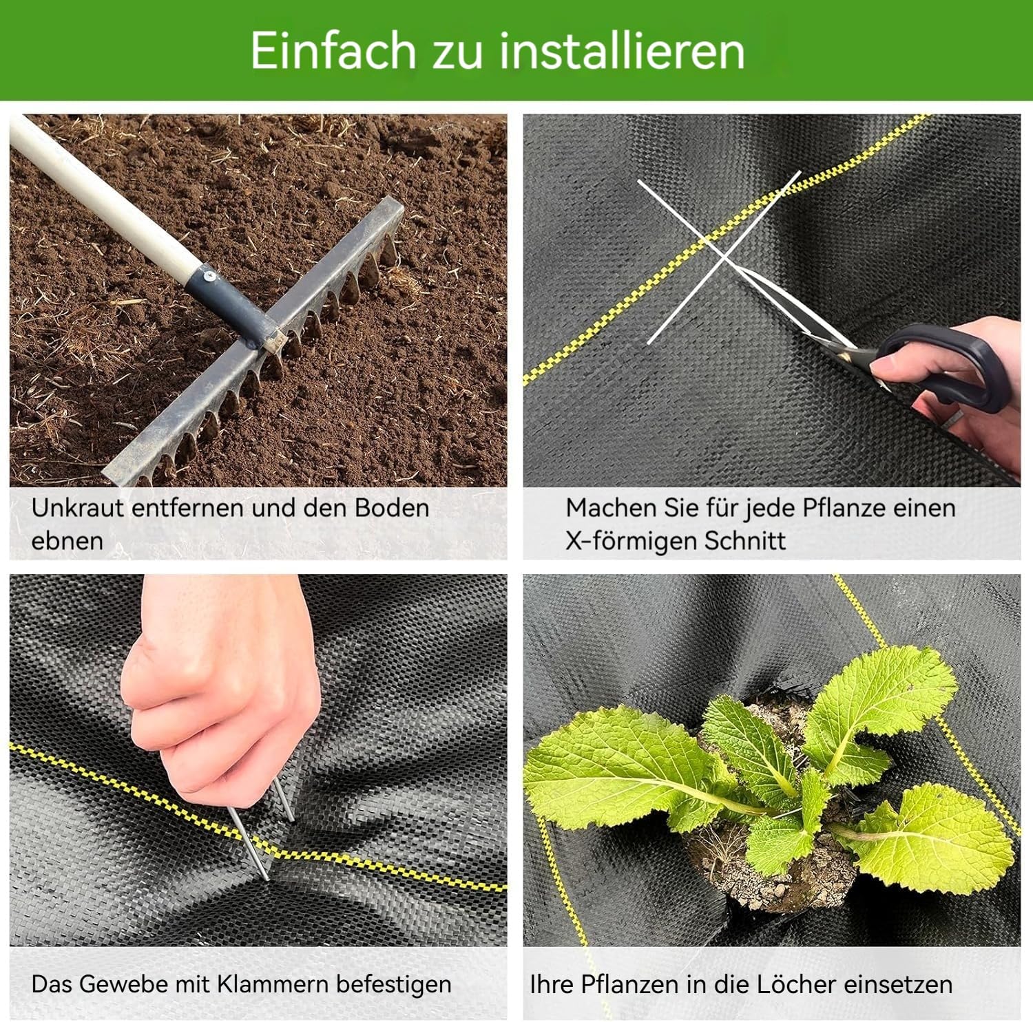 Shade&Beyond Garten Unkrautvlies 165g/m² 1x20m, Unkrautvlies Extra Stark Wasserdurchlässig Reißfest Gartenvlies gegen Unkraut, Polypropylen Mulchvlies für Garten, Hochbeet und Terrasse