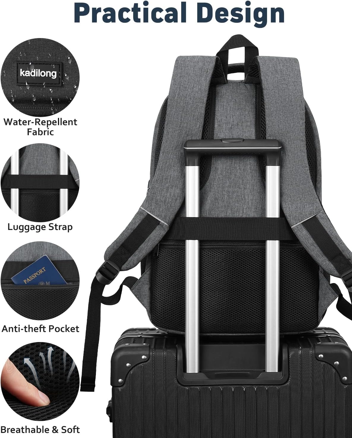 School Backpacks for Men Teen Boys,Laptop Backpack Schoolbag College Bookbag Back Pack Computer Bag for Work Business Middle High School with USB Port - Image 3