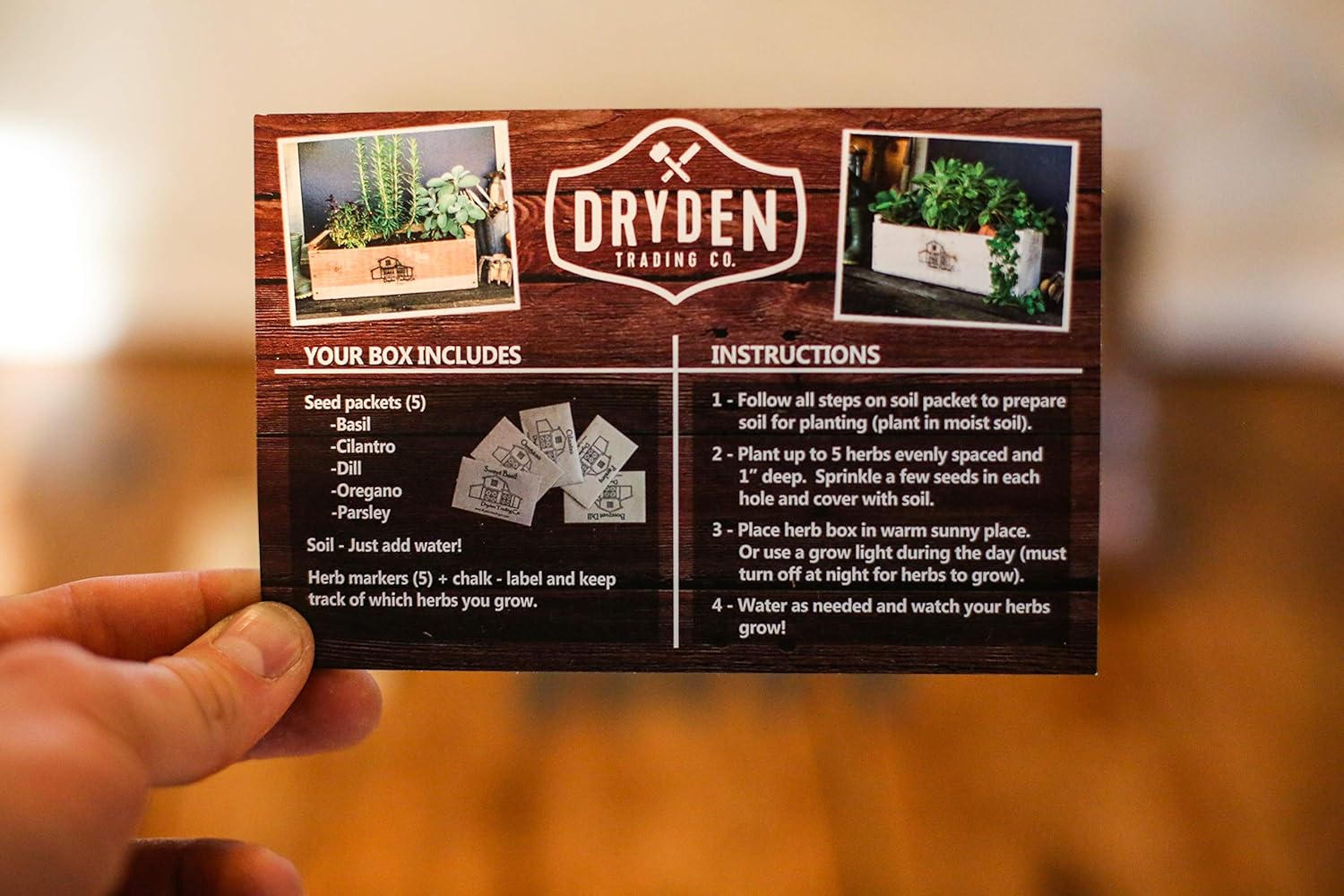 Indoor / Outdoor Herb Garden Kit - Classic Wood Planter Box with Herb Seeds, Plant Stakes and Expanding Wondersoil - 16" Hx 6" Wx 6" L(will fit in windowsill up to 6" deep) (Cedar Wood)