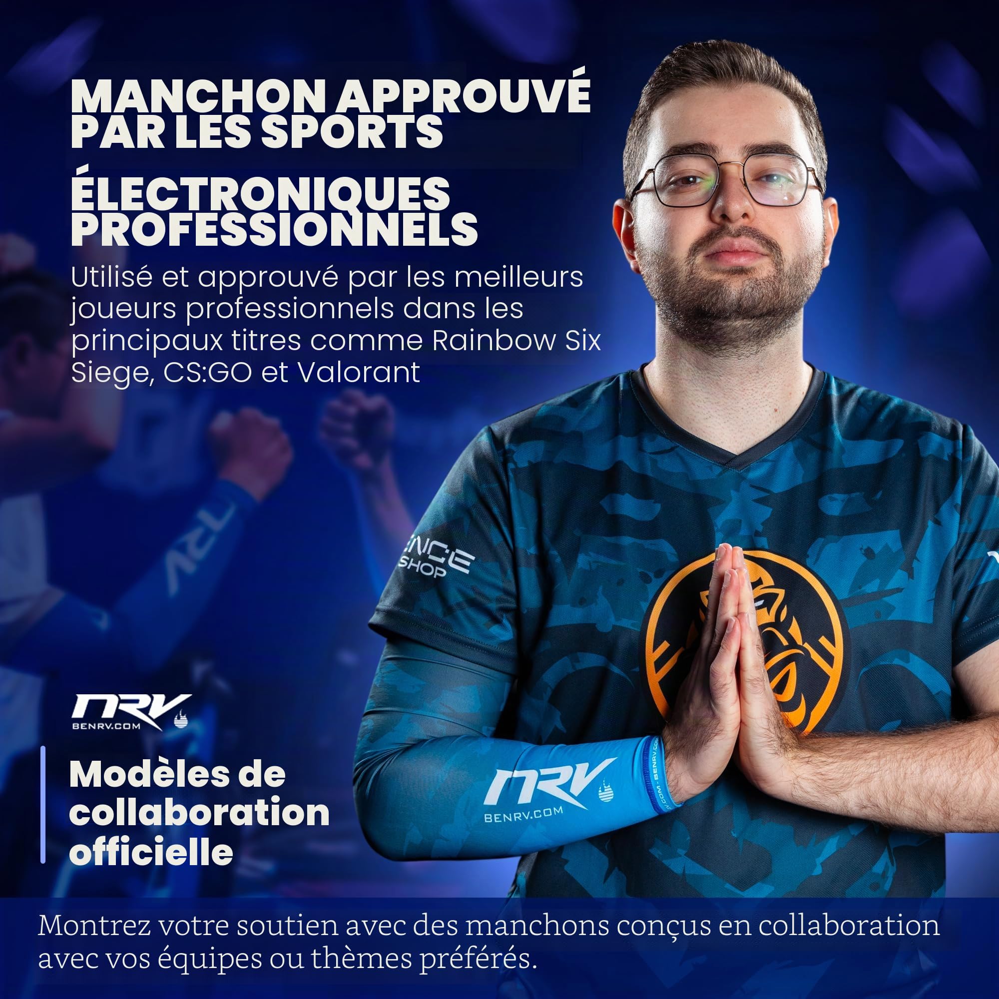 NRV Manchette Gaming Orchid – Compression Sleeve eSport Élégante – Anti-Friction, Respirante et Durable – Design Fleur d'Orchidée