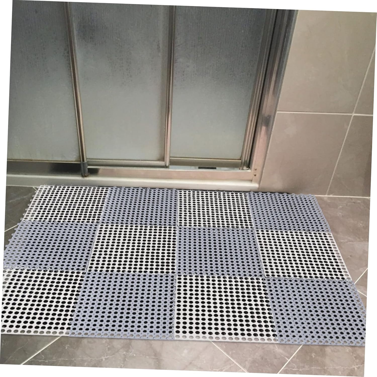 12pcs Anti-Skid Bathroom Shower Mats Non-Slip Floor Cushions for Kitchen Living Room and Bathroom Use Grey and Easy to Store and Carry