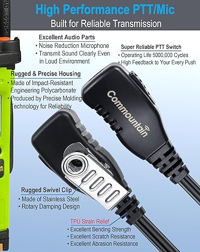 Miniatura 4 de commountain XPR 3500e XPR 3300e Auricular con micrófono compatible con Motorola Radios XPR 3300, XPR 3500, XPR3300e, XPR3500e, XPR3300, XPR3500, XPR