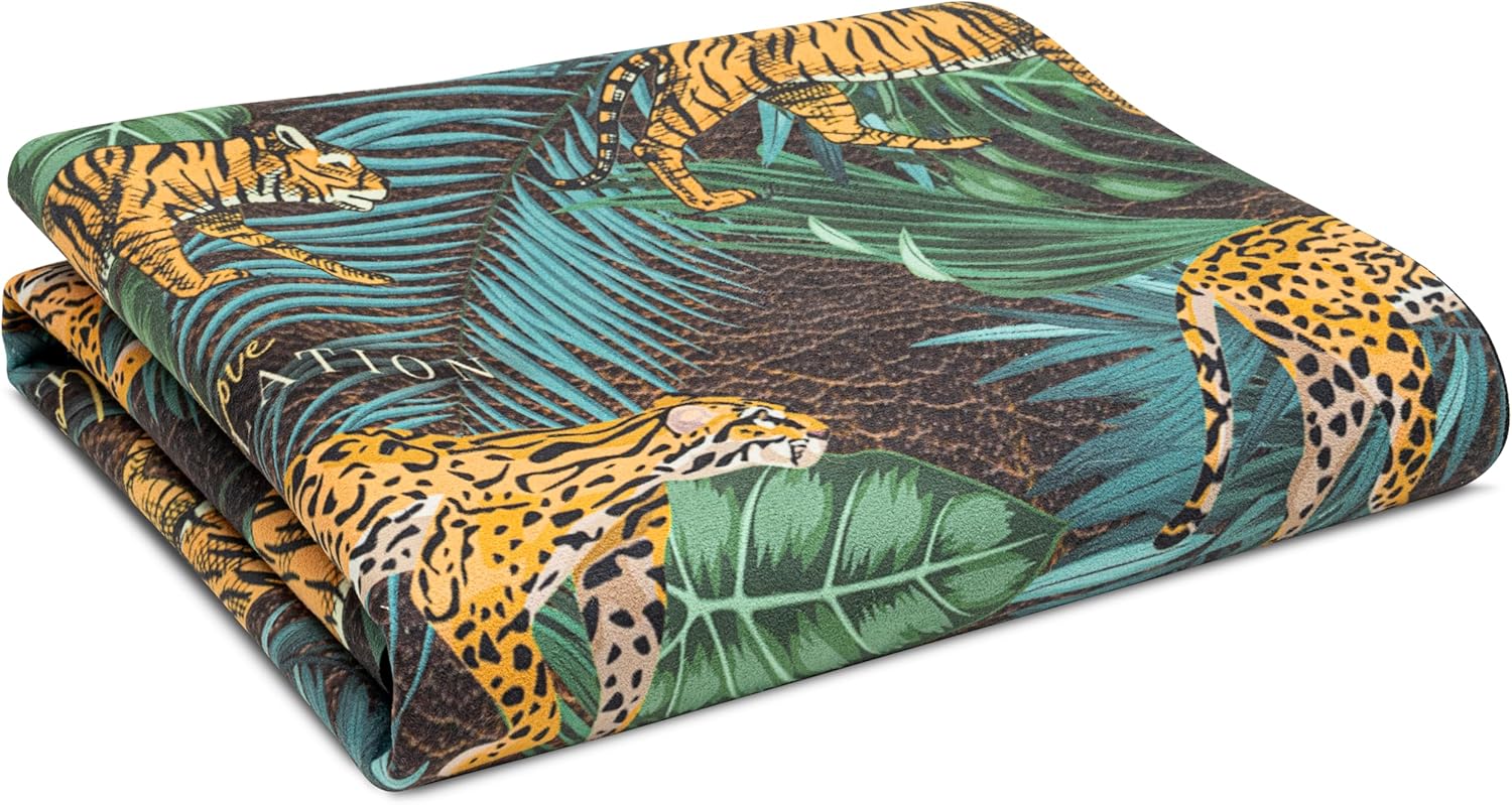 Stylish Monogram Travel Yoga Mat 1,5 mm – Premium Suede Top & Rubber Bottom, Lightweight & Foldable Exercise Mat for Hot Yoga, Pilates, Fitness