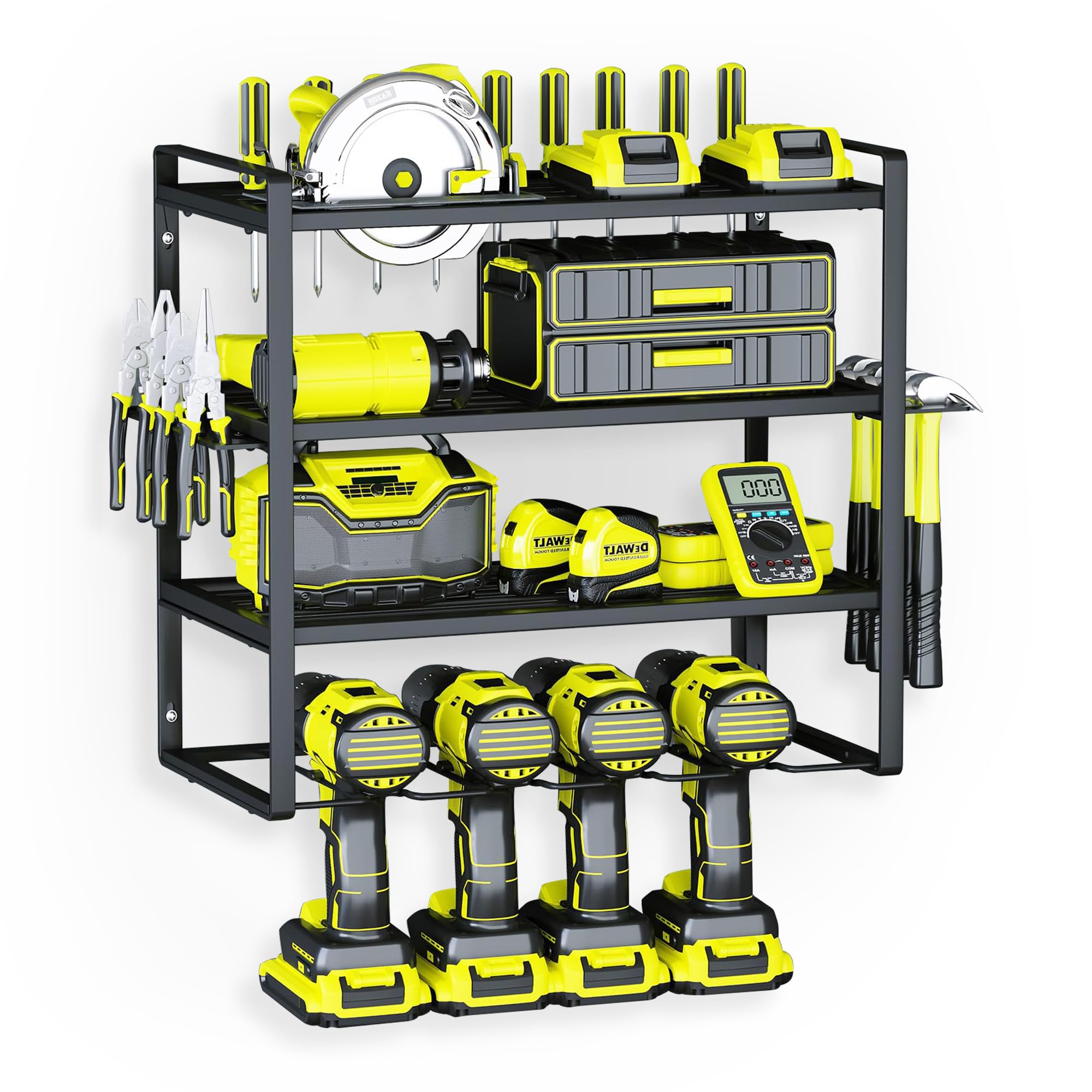Werkzeug Wandhalterung 4 Ebenen - Für 8 Schlagbohrer & Werkzeuge