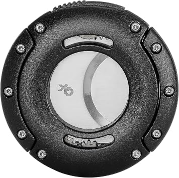 XIKAR XO Double Guillotine Cigar Cutter, Black Dual Stainless Steel Blades, 64 Ring Gauge, Round Aluminum Body, Precision Cigar Cutting, Spring-Loaded Release, Premium Cutter for Cigar Aficionados
