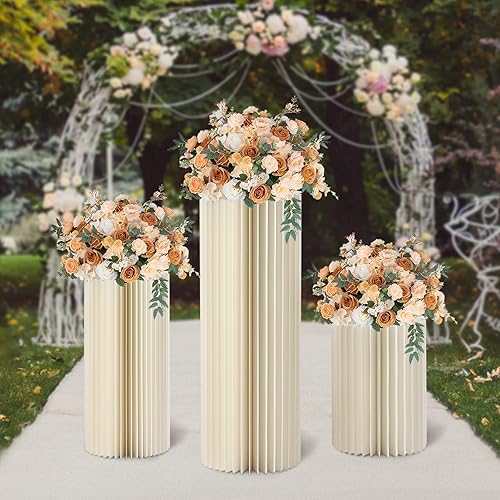 Miniatura 9 de Centros de mesa de boda, jarrones de cartón, exhibición de columnas plegables con tapa de PVC, jarrón de flores, soporte de flores, cilindro de mesa