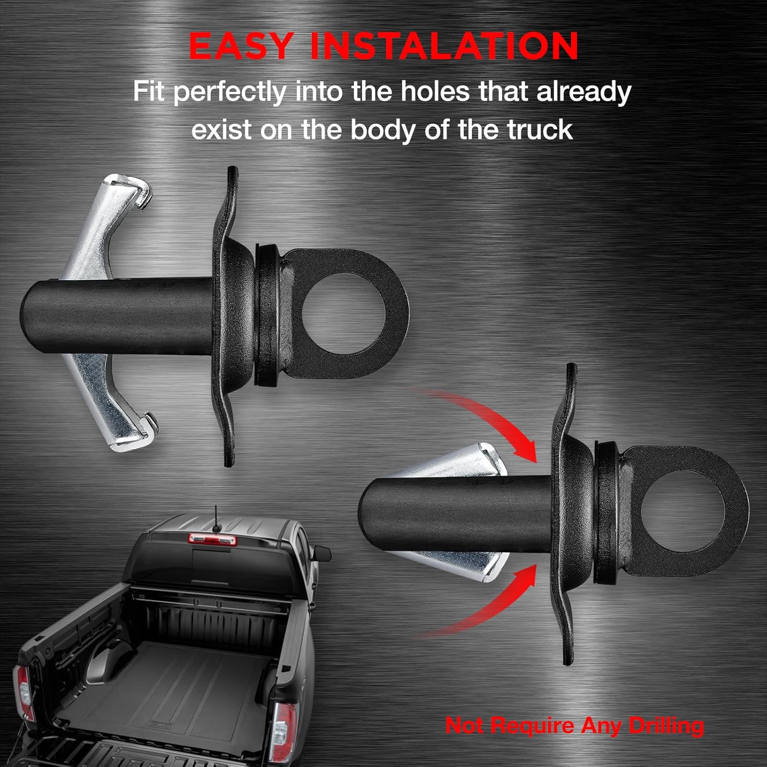 SPEEDWOW Truck Bed Tie Down Anchors 4 Pcs, Truck Bed Hooks Compatible with Silverado; Compatible with GMC Sierra 2014-2022; Compatible with F-150 2022; Compatible with Colorado 2015-2022