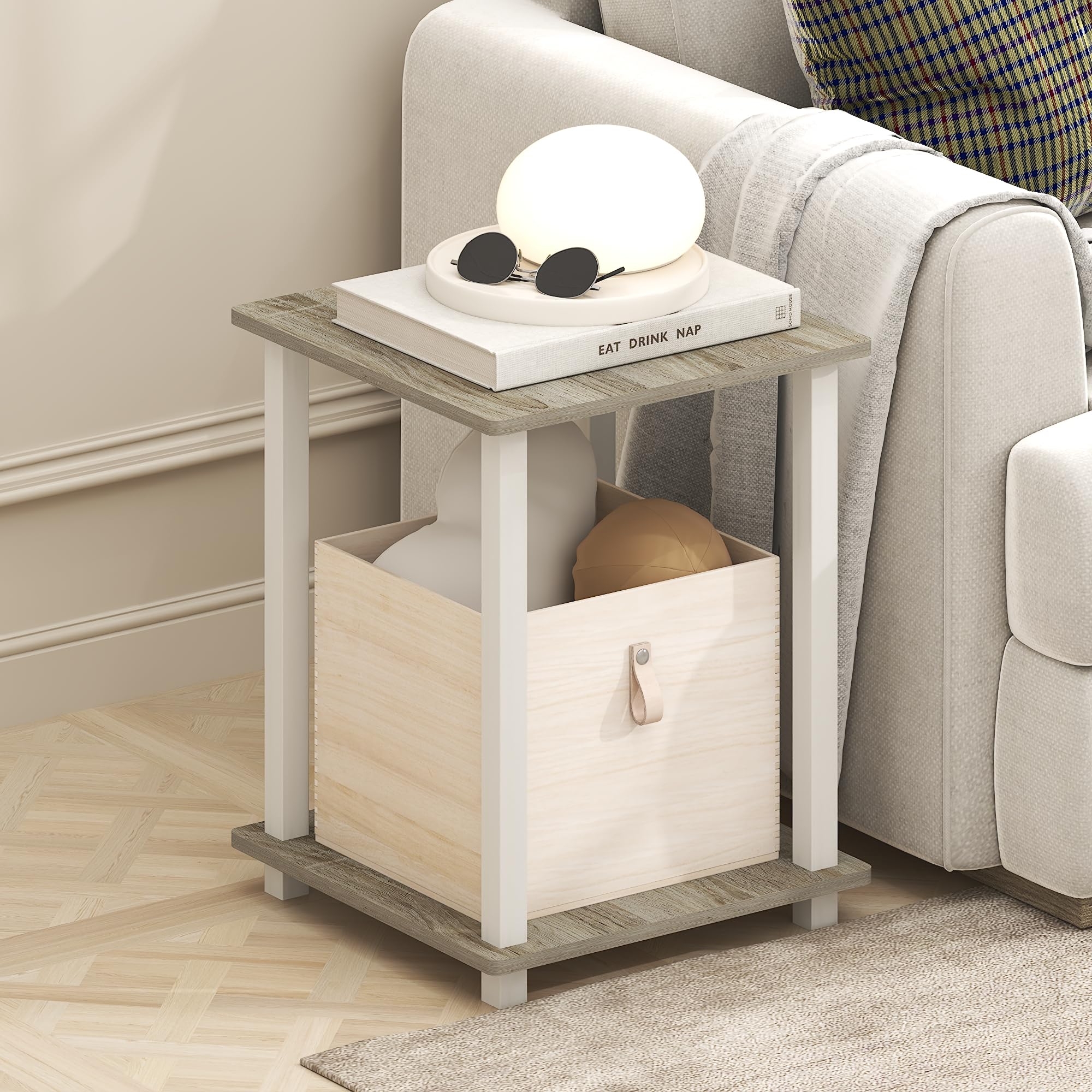 Furinno Simplistic Beistelltisch-Set (2er-Pack), helle Eiche