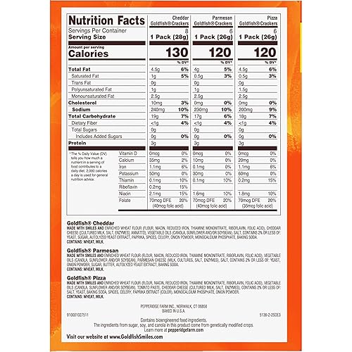 Miniatura 8 de Goldfish Crackers Say Cheeeese - Paquete variado con queso cheddar, pizza y parmesano, paquetes de aperitivos, 20