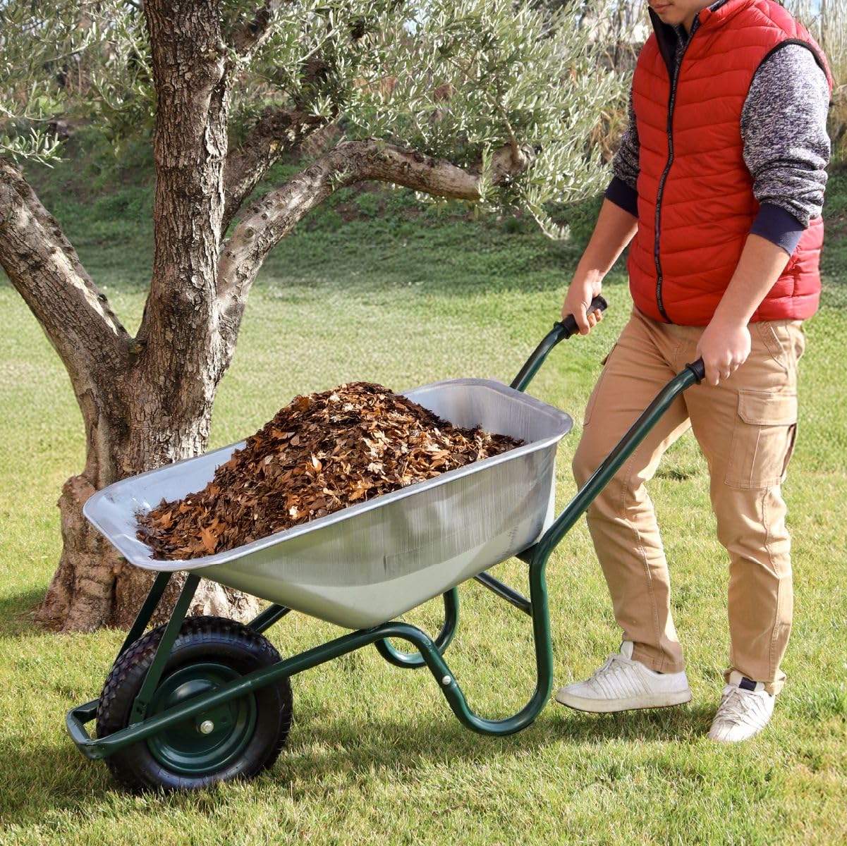 Linxor - Brouette de Jardin, de Chantier Tout Terrain - 75 L - 160 Kg - Acier galvanisé
