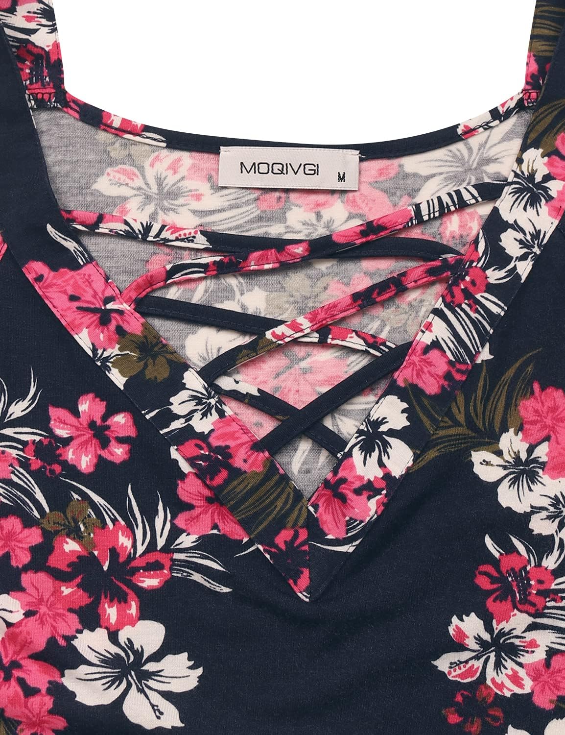 MOQIVGI Womens Sleeveless Tops Trendy Sexy Casual V Neck Criss Cross Asymmetrical Hem Tunic Tanks - Image 3