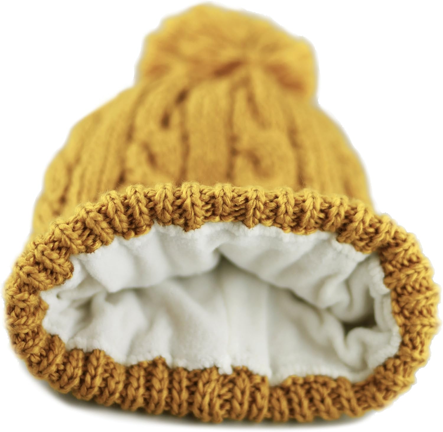 THE HAT DEPOT ニットビーニー 冬 ユニセックス 厚手 暖か ポンポン付き フリース裏地 帽子