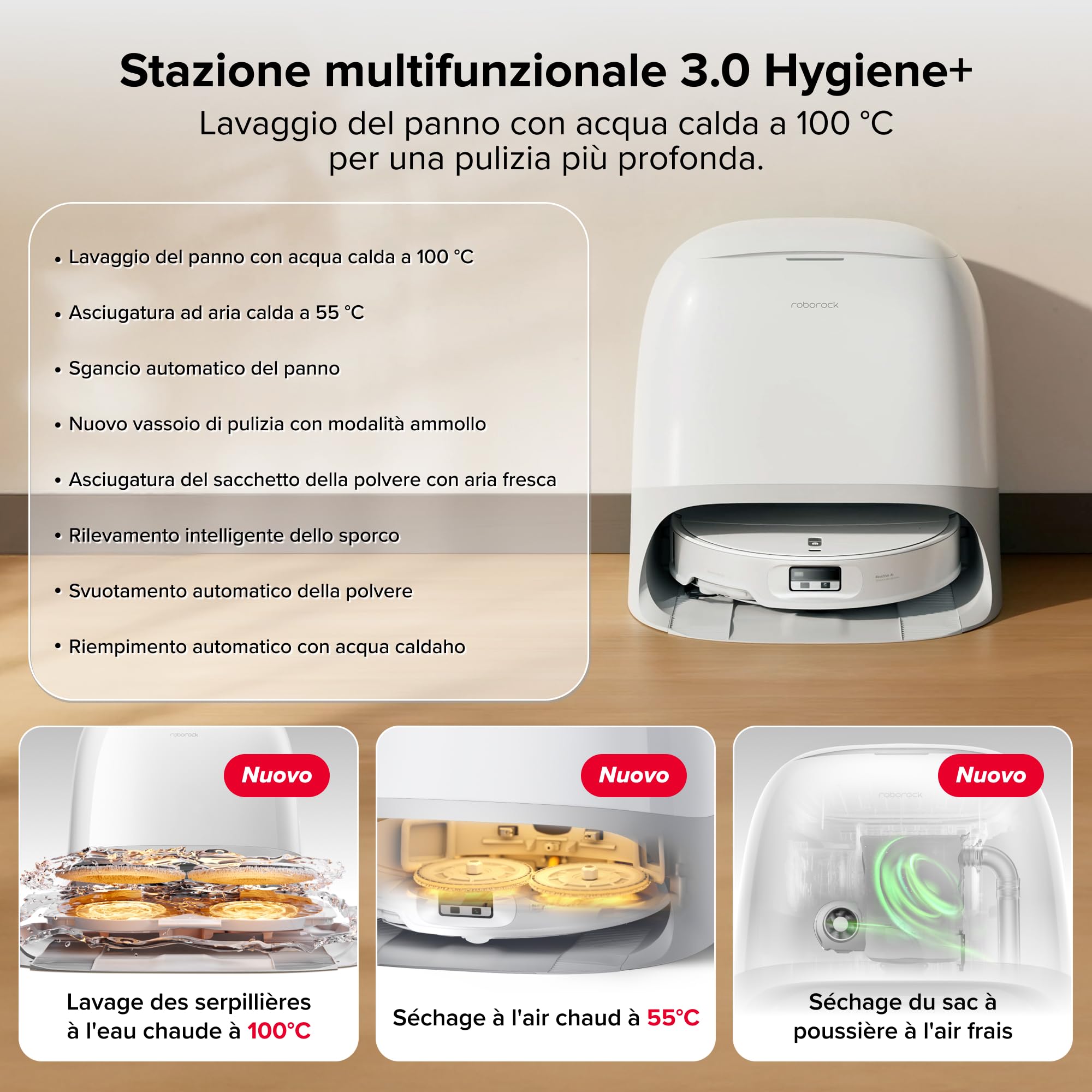 roborock Qrevo Curv 2 Pro Robot Aspirapolvere Lavapavimenti con LDS Retrattile, 7,98 cm, 25000 Pa, Zero-Grovigli, Acqua 100°C, Autopulente, Evita Ostacoli, per Peli di Animali Domestici