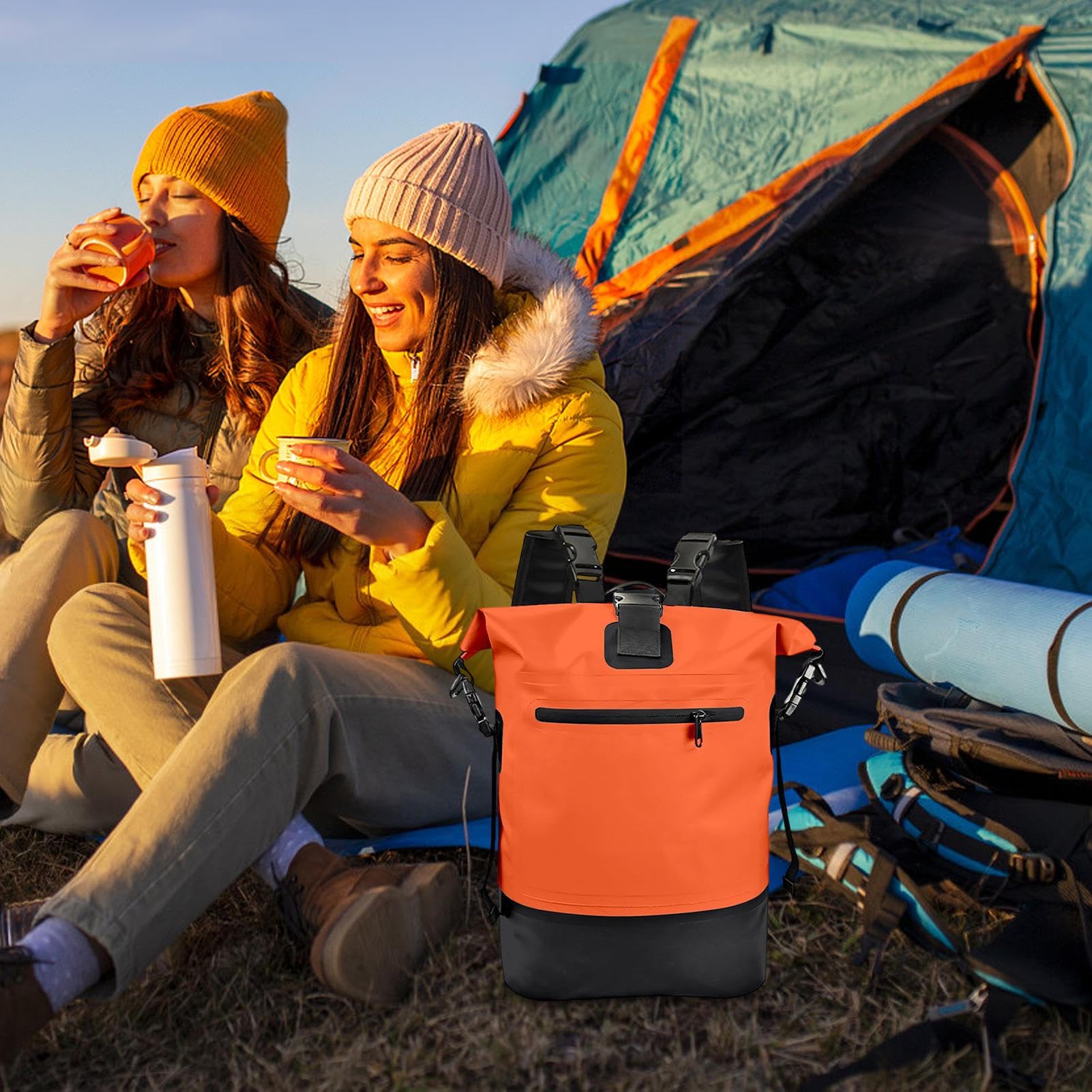 Bolsa de viaje impermeable – Mochila de senderismo resistente de 25 litros, bolsa acolchada para secado, mochila de viaje para hombres, senderismo, camping, al aire libre, montañismo, trekking