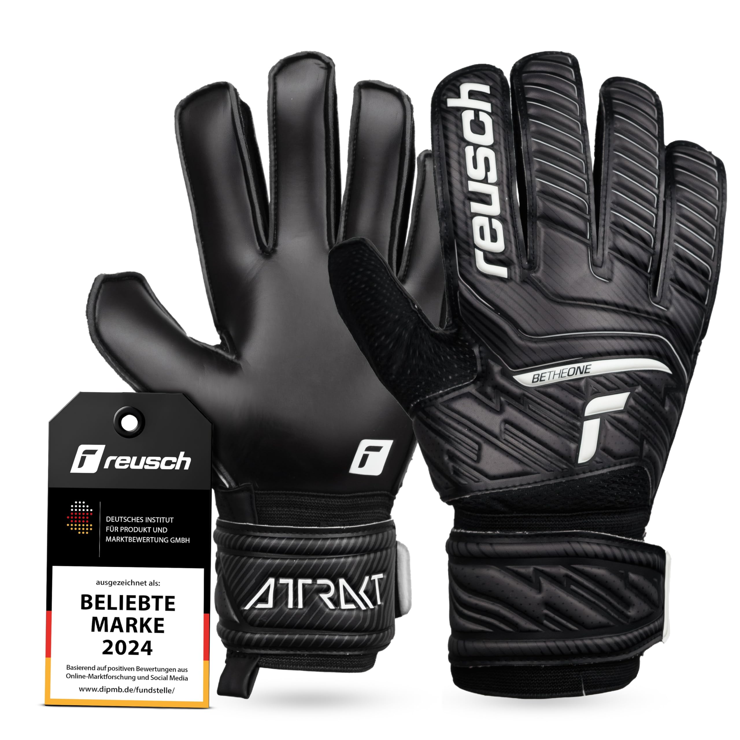 Reusch Torwarthandschuhe Herren Erwachsene | robuster Grip, stabile Passform & Starke Ballkontrolle | für Training & Spiel | Kunstrasen, Naturrasen & Hartplatz | Größe 7,5-11 | Attrakt Solid