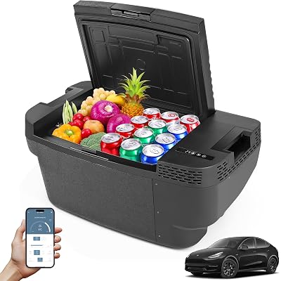 Car Refrigerator for Tesla Model Y, 37QT Car Fridge for Tesla Model Y 2019-2024 2025-2026 Juniper, 12V Refrigerator for Camping Tailgating Road Trip Home Use, App Control