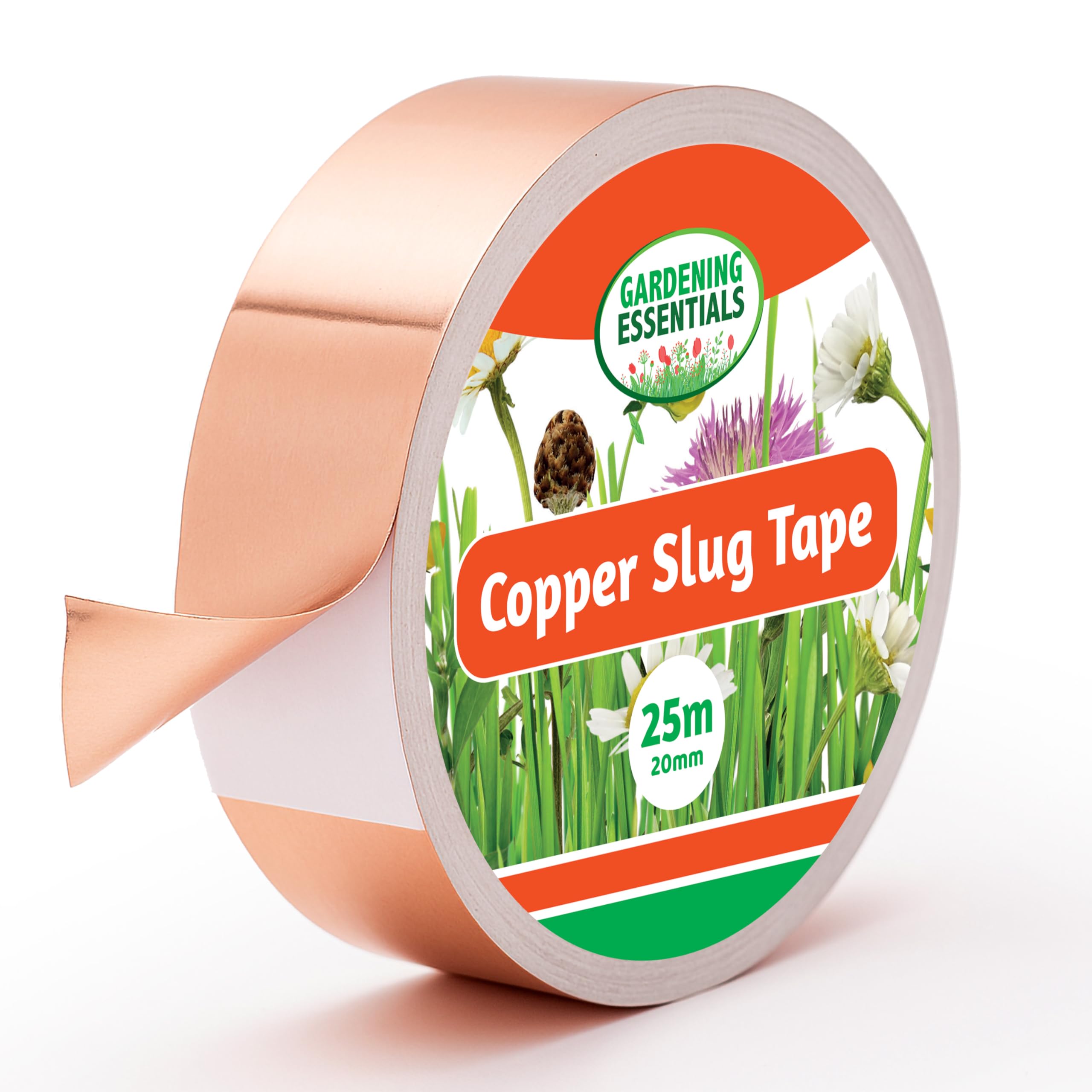 SOL Copper Slug Tape, 25m x 20mm Wide Copper Tape Slug Repellent, Weatherproof Humane Snail Control, Indoor & Outdoor Use, Long Length for Ample Coverage, Ideal for Flower Pots and Garden Beds