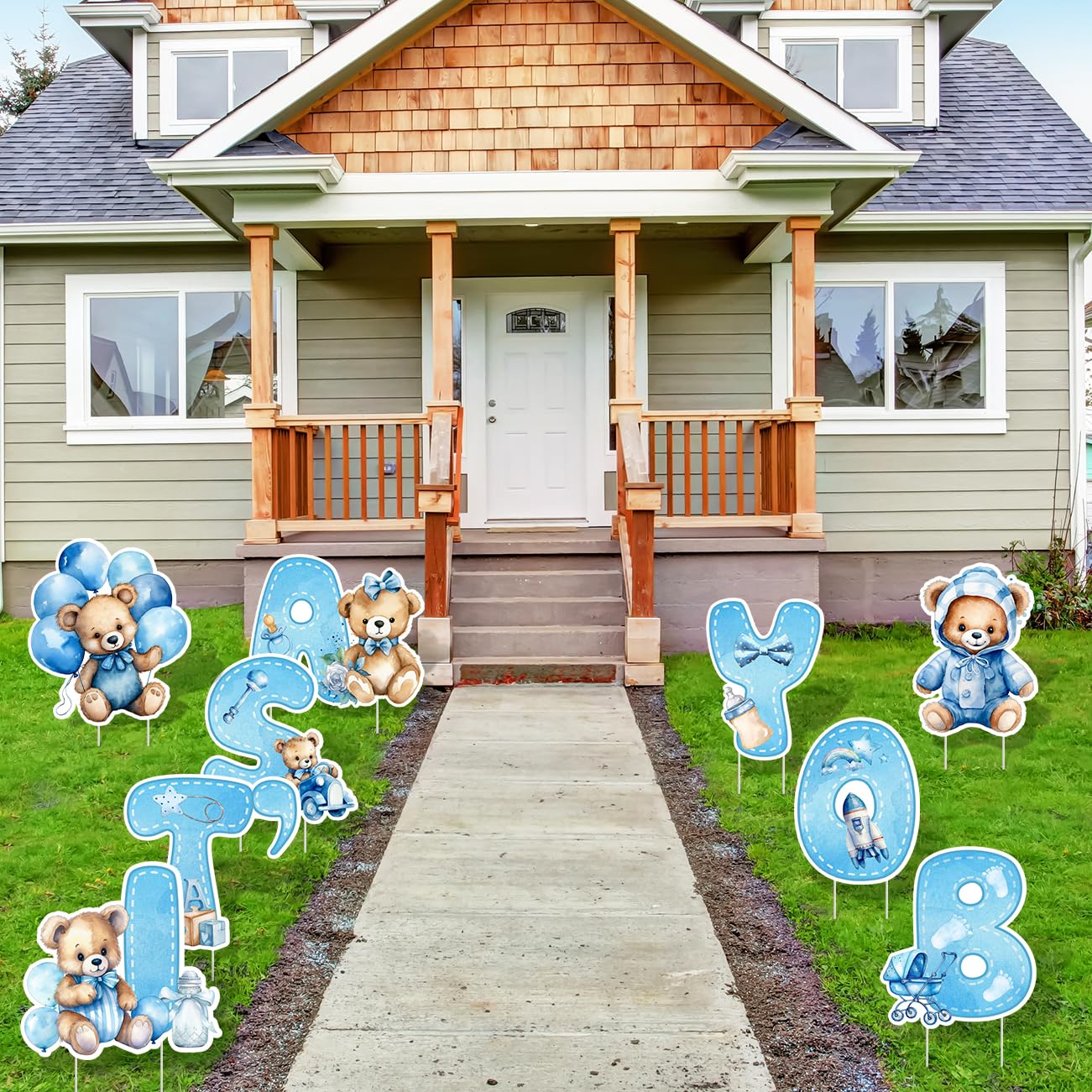 SUPERDANT "It's A Boy" Hofschild-Set – 9 Bunte Schilder Mit 18 Heringen Für Geburtsparty, Rasendekoration (wasserdicht)
