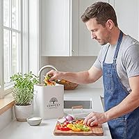 Vista 6 de PERFNIQUE Contenedor de compost de cocina, contenedor de compostaje para encimera de 1.7 galones con tapa, contenedor de compost interior incluye 2