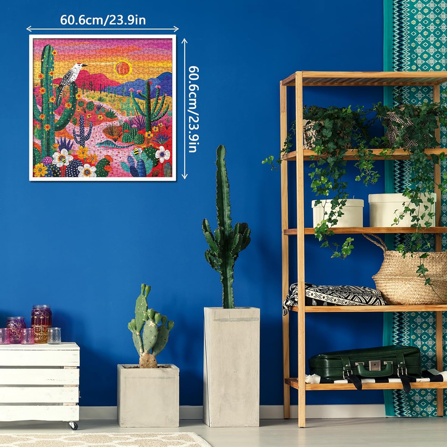 Colorful Succulent Desert Puzzles for Adults 1000 Pieces, Nature Plant Cactus Jigsaw Puzzles, Bird Art Fantasy Puzzles