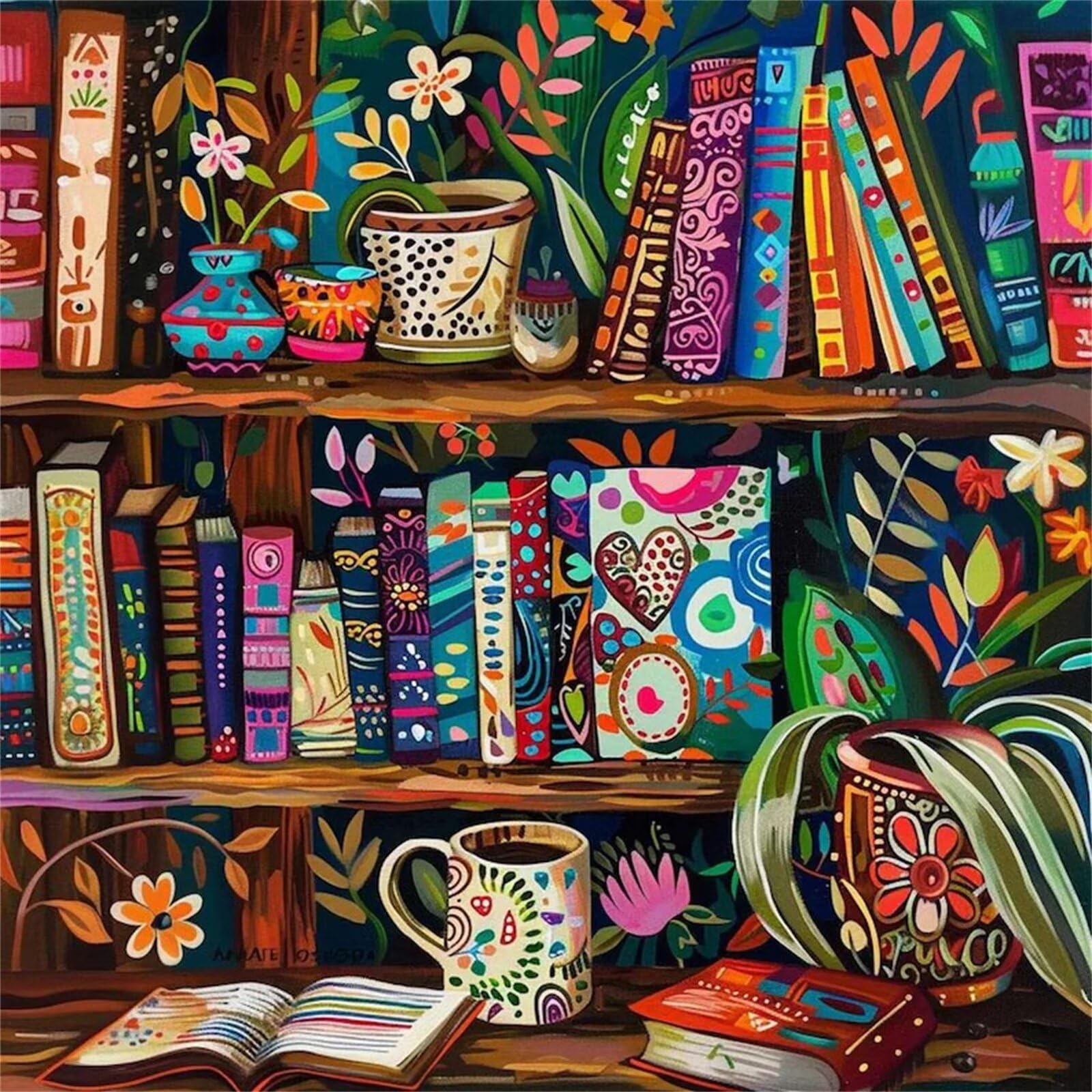 Puzzle 1000 Teile Erwachsene, EIN Herausforderndes Rätsel, Puzzlespiele für Die Ganze Familie, 1000 Puzzle Geschenke für Frauen und Männer, Thema:Bunte Bücher Bücherregal