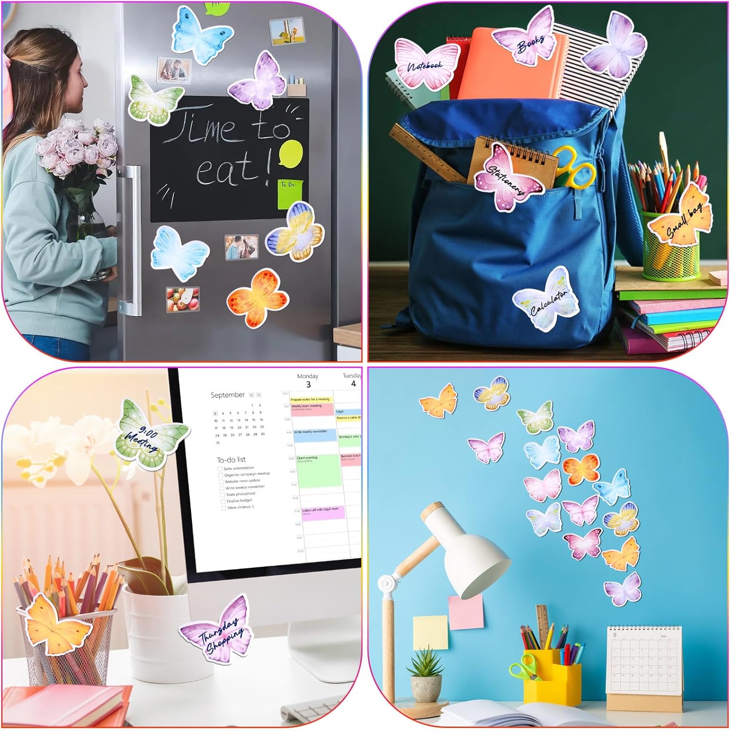 12Pcs Butterfly Shaped Sticky Notes Pads, 240 Sheets Cute Butterfly Small Post Self Stick Notes, Self-Adhesive Removable Memo Pads Adults Kids School Office Plan Reminder Stationery Supplies - Image 6