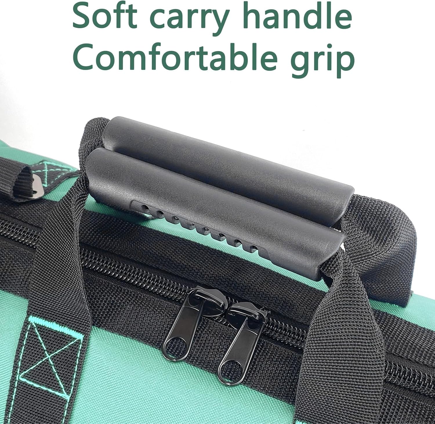 Women Heavy Duty Tool Bag with Molded base,Garden Storage Organizer for Tools,16 x 7.5 x 10.5 inches,600D Polyester Fabric(Teal)