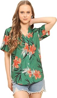 ENCIGER Womens Casual Shirt Soft Beach Shirts Floral Tropic Print V Neck T-Shirt Short Sleeve Button Up Tops Price In India