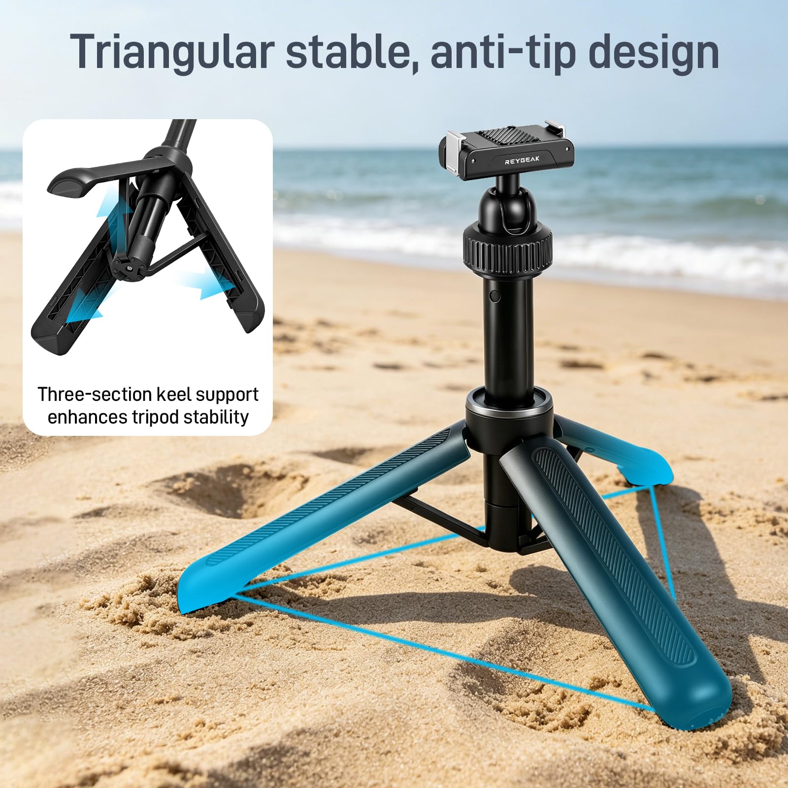 REYGEAK Trípode magnético para selfie para DJI Osmo Action 6/5/4/3/Nano, mango de cámara extensible con soporte de liberación rápida, cabeza de bola de 360° para video vertical, soporte de trípode