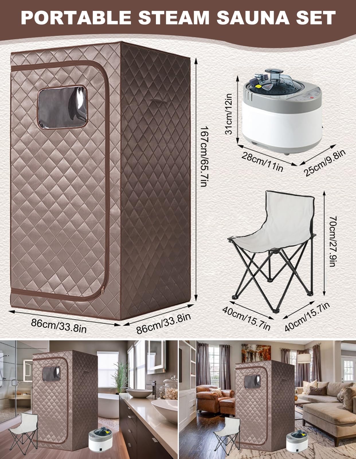 Sauna Portátil para Casa, Sauna de Vapor para Casa, 4L &2000W Gran Capacidad Sauna Vapor Control Remoto, Carpa Sauna para Relajación Corporal Alivio del Estrés, Silla Sauna