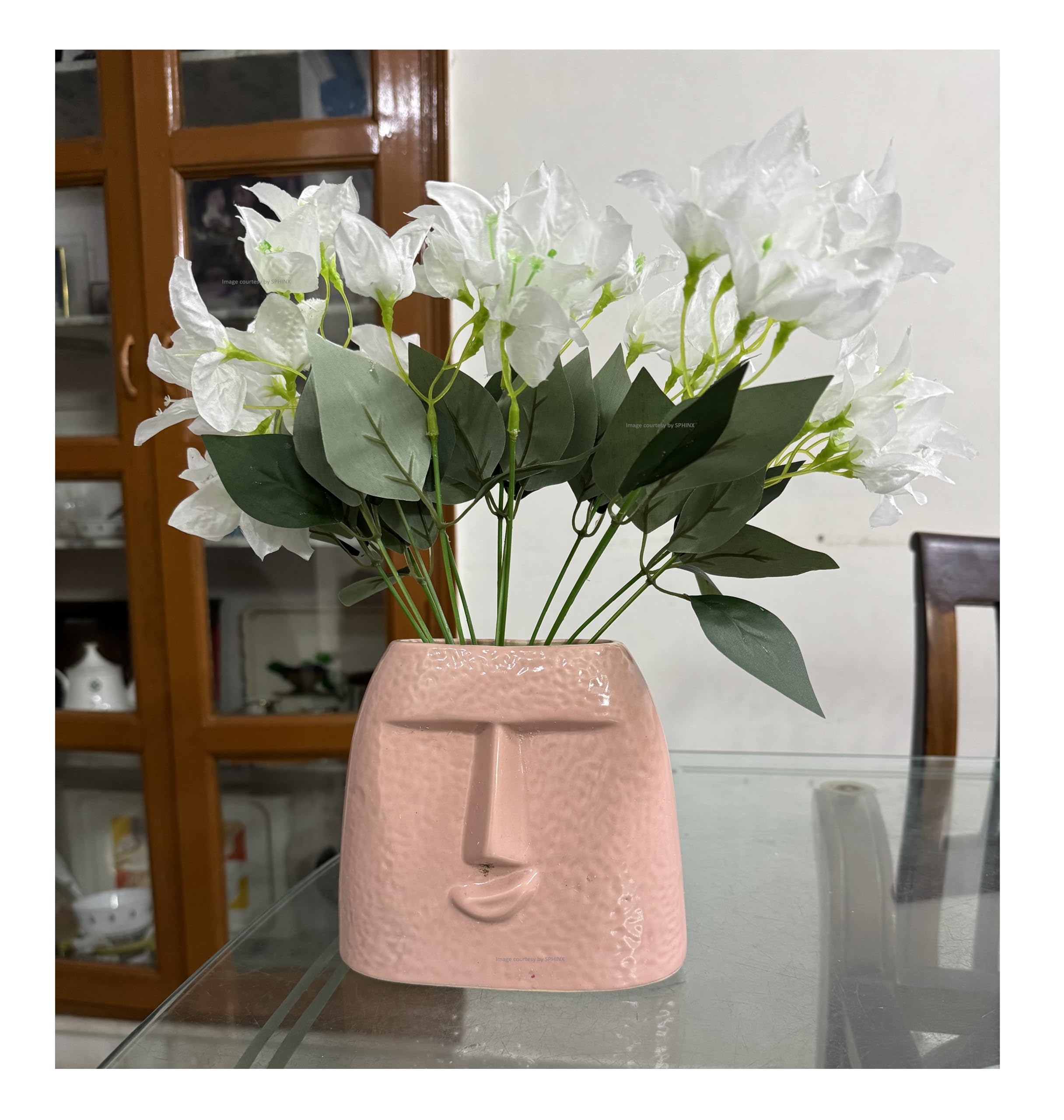 SPHINX Ceramic Vase Abstract Face Vase, Smirky face vase, Kissing face vase, Nordic Face, Pampas Grass Vase,dinner table coffe table decor Gifts - (Smile face Pink, 6 Inches, 1 Piece)