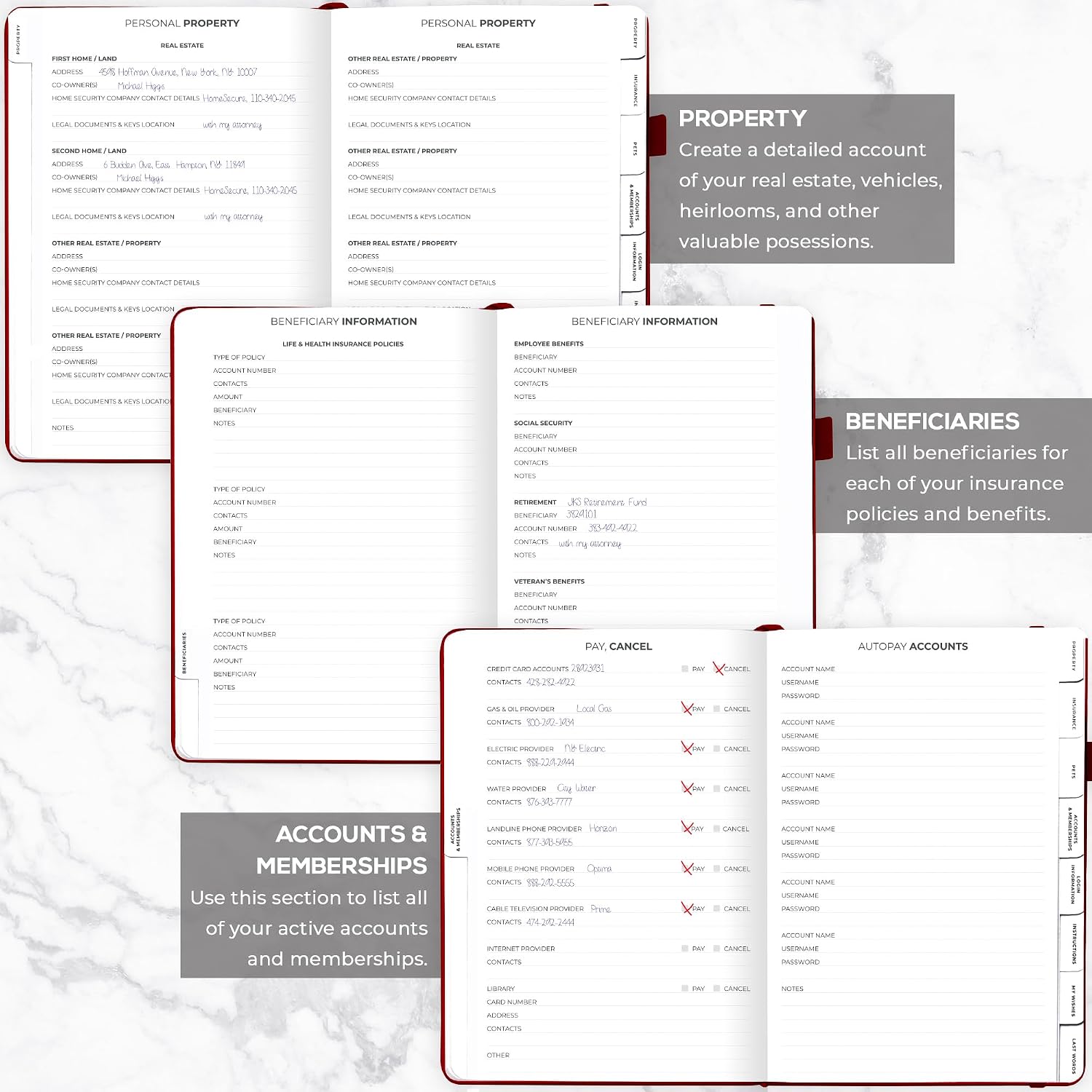 Clever Fox Large End of Life Planner – Guided Final Arrangements Organizer Notebook for Instructions, Beneficiary Info, Will Preparation, Last Wishes & Funeral Planning – 8.5" x 11" (Burgundy)