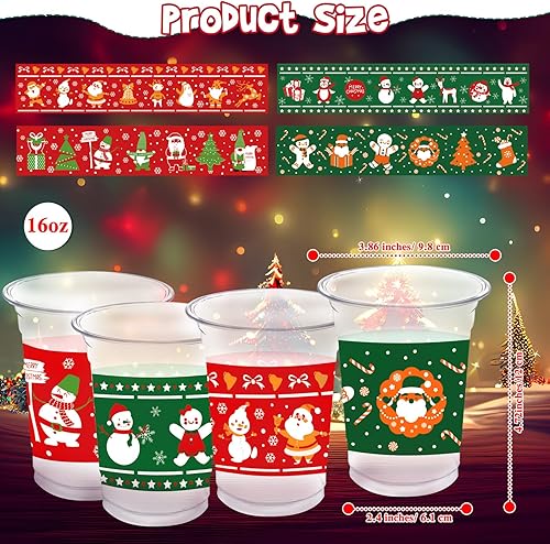 Miniatura 2 de 100 vasos de plástico transparente de Navidad, vasos de plástico desechables para Navidad, suministros de fiesta de Navidad, suministros de fiesta