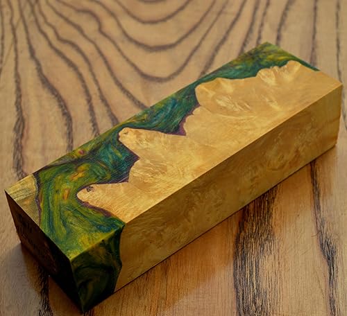 Burl Híbrido Estabilizado Madera Bloque de madera Torneado Bloque en blanco Barra Mango Cuchillos Cuchillo Estabilizador (G4)