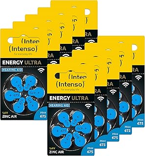 Intenso Energy Ultra 7504446MP PR44 Pilas para audífonos, Tipo 675, 60 Unidades, Azul, 10 blísteres de 6 Unidades Cada uno