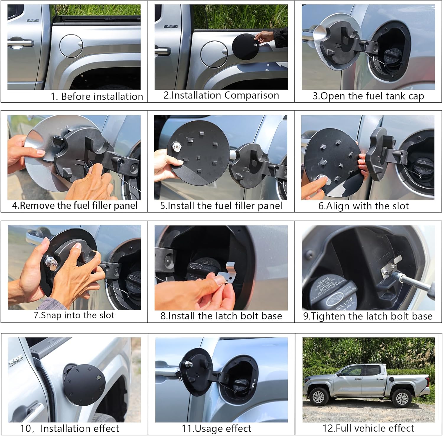 Gas Cap Locking Fuel Cap Cover Compatible with Toyota Tacoma 2024 2025 2026 Aliminum Alloy Locking Gas Cap Fuel Tank with Key