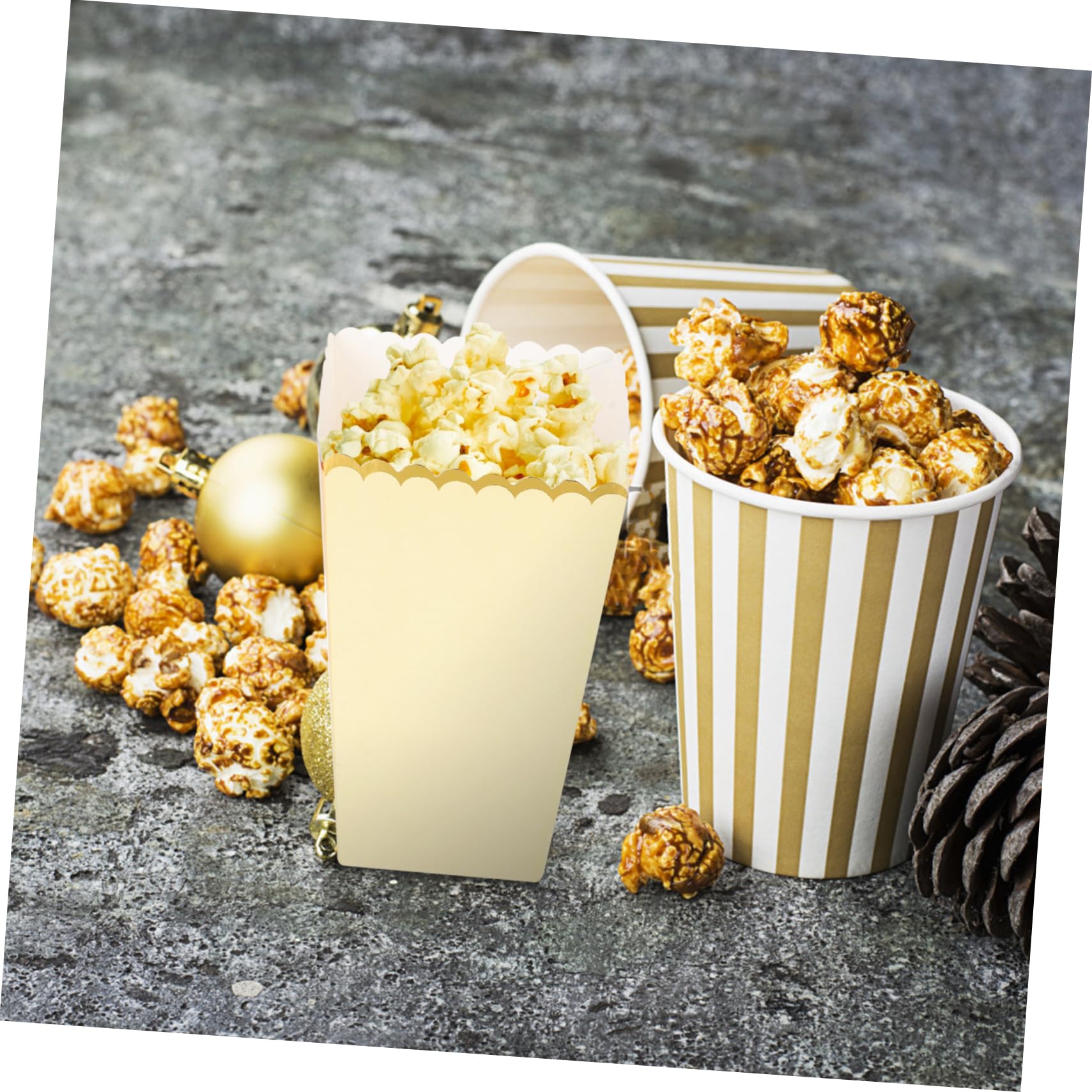NAMOARLY 12Pcs Classic Popcorn Boxes Striped Containers with Trim Nights Parties Festivals and Snack Packaging