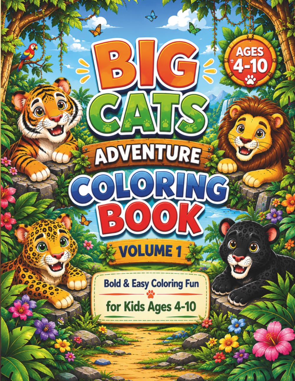 Big Cats Adventure Coloring Book – Volume 1 (Wild Wonders Series)