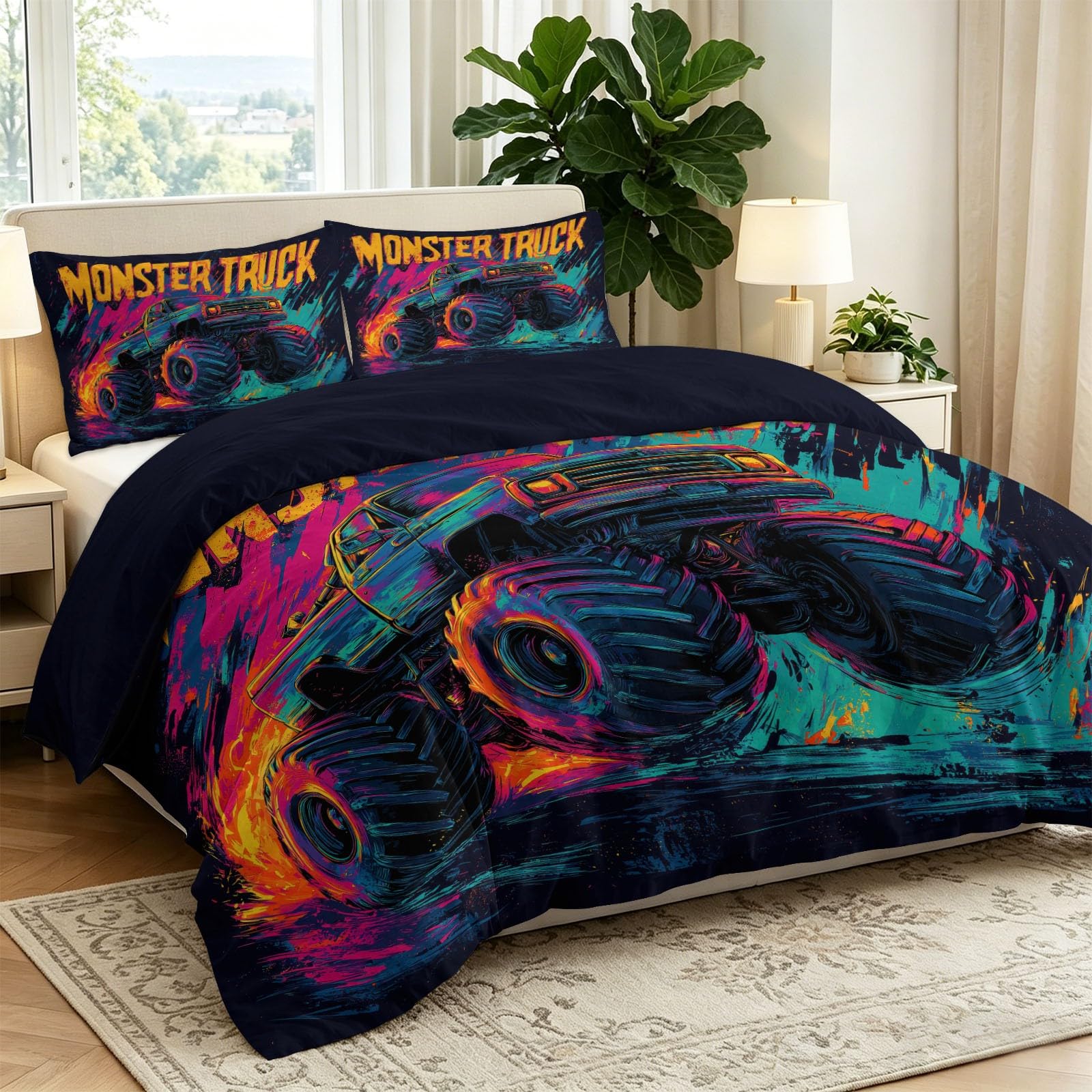 Miękka pościel z mikrofibry 220 x 240 cm, kreskówka Monster Truck