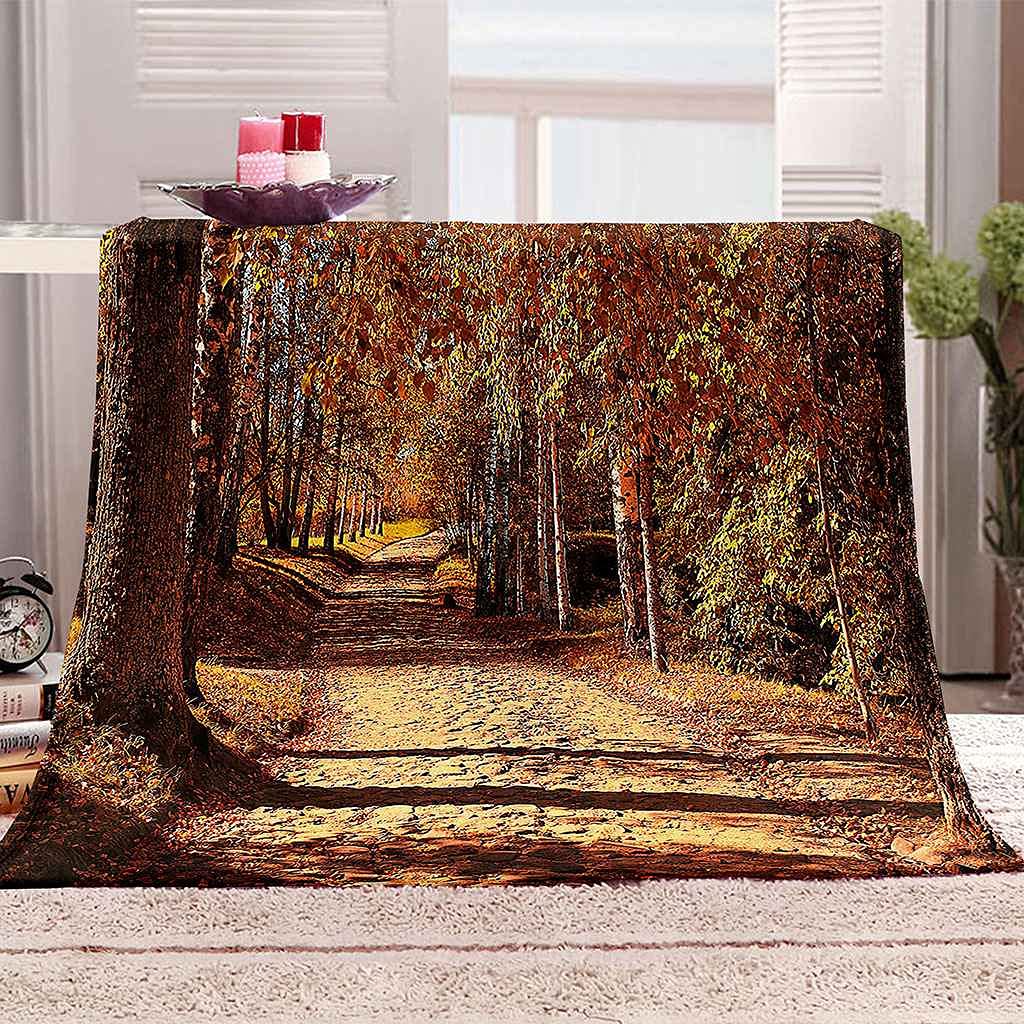 Couverture Polaire en Flanelle Microfibre 130x150 Bois d'automne