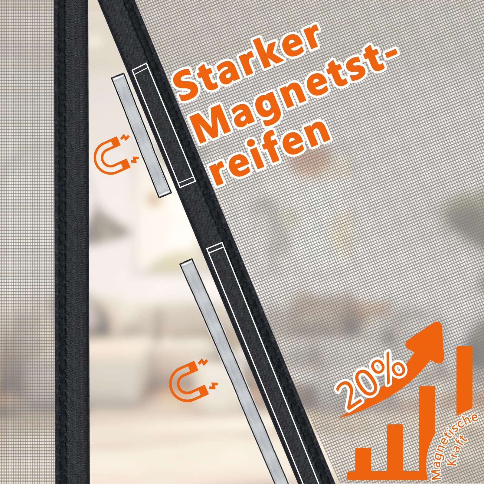 WochiTV Fliegengitter Tür Magnet 190 x 222cm Doppeltür Fliegengitter Tür Mit Magnetverschluss Ohne Bohren Magnetvorhang für Balkontür, Kellertür und Terrassentür Kinderleichte Klebemontage