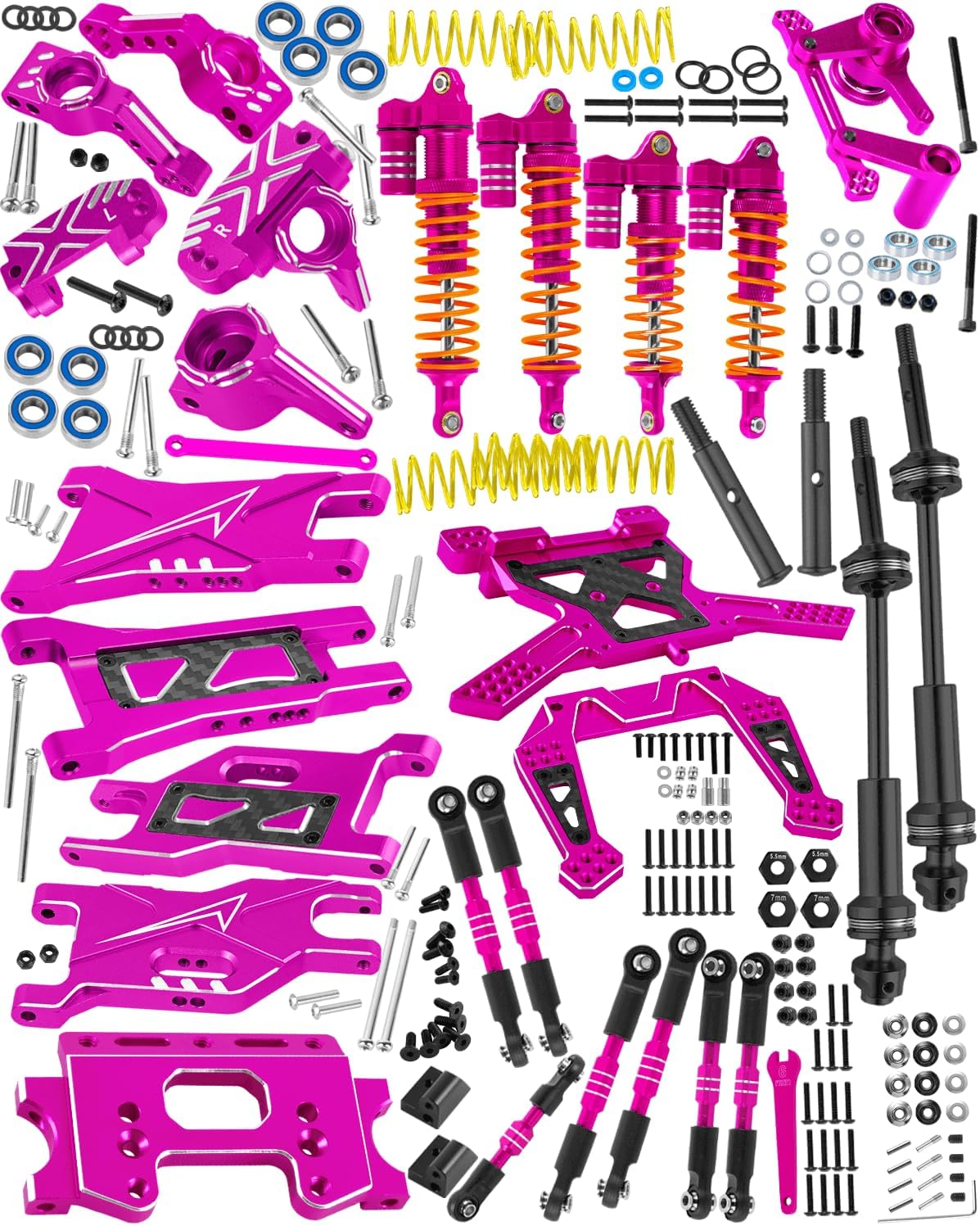 RC Upgrades Part for 1/10 Slash 2WD,Driveshafts,Shock Absorbers &Suspension Arms &Turnbuckles Links&Caster Blocks &Steering Block &Stub Axle Carriers &Shock Towers &Bulkhead,Navy Blue