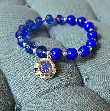 Linpeng Blue Sapphire Birthstone Bracelet, Glass Beaded Charm Bracelets For Women, Birthday Christmas Jewelry Gift, September, 1 pc