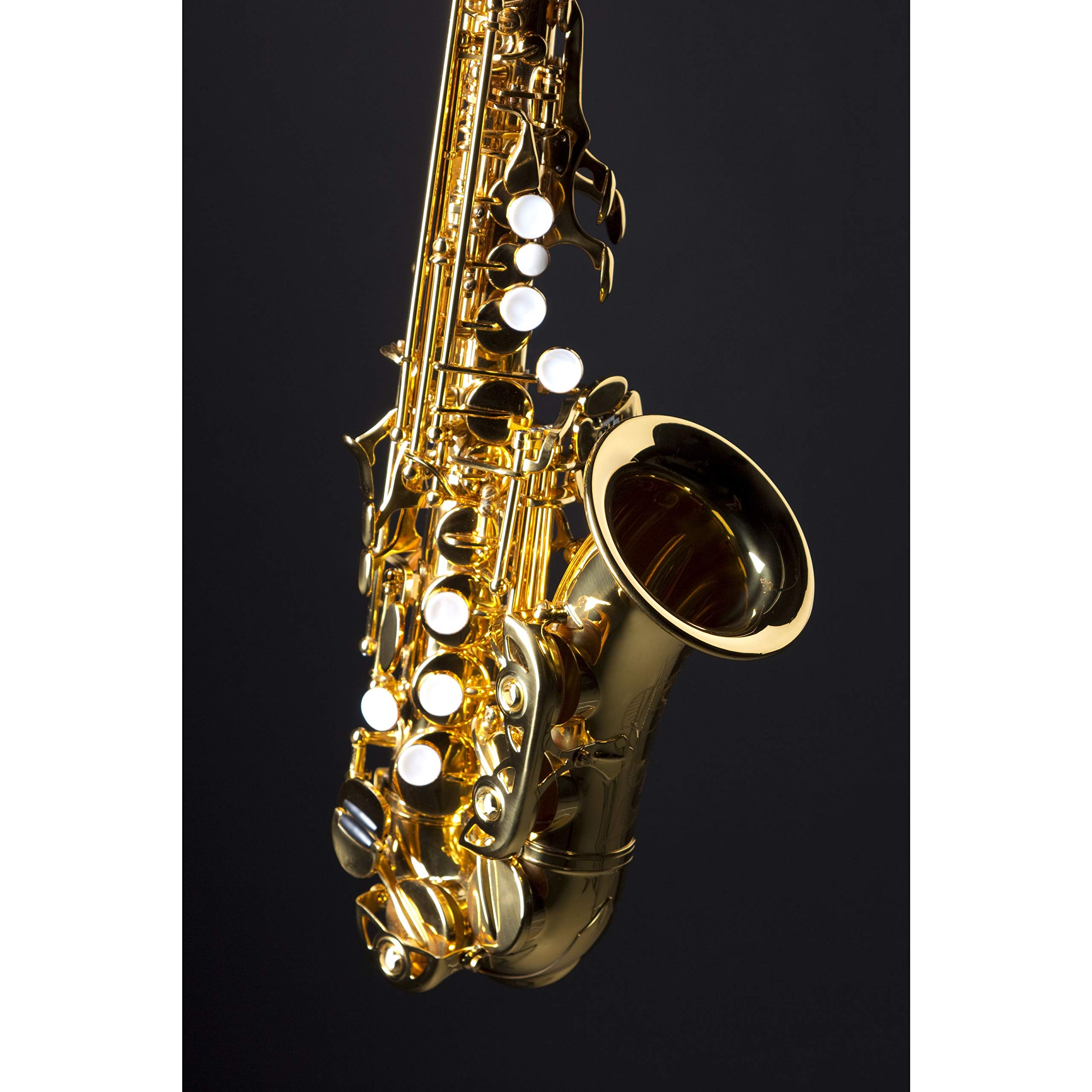 Monzani MZSC-233 Sopransaxophon, Bb Stimmung, Messing Mechanik, Goldlack Finish, Inklusive Mundstück und Hardcase, Ergonomische Mechanik, Ausgewogener Klang, Italienische Polster und Federn, 1.44kg